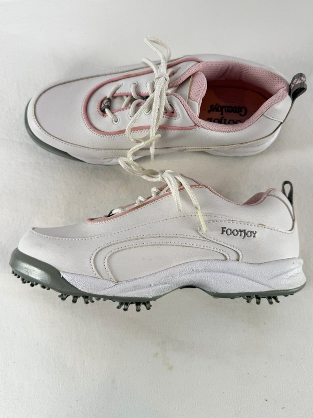 FootJoy GreenJoys Spiked Leather Golf Shoes in White Pink Size‎ 7